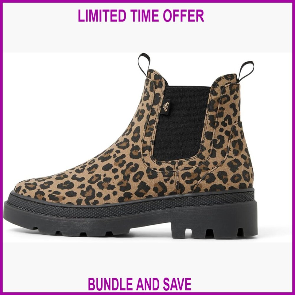 Water-Resistant Chelsea Ankle Boots with Lug Sole, Slip-On Design